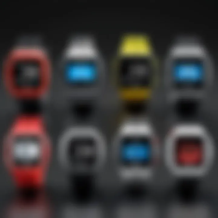 Comparison of different Adidas digital watch models emphasizing variety