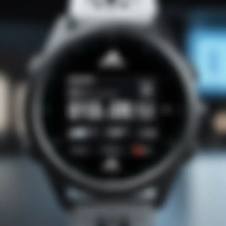 Adidas digital watch in an active lifestyle setting, highlighting fitness integration