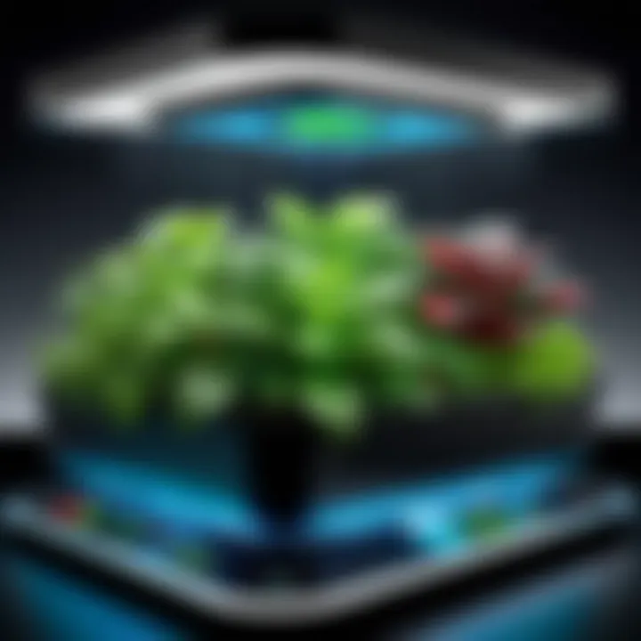 Close-up of the advanced technology features in the AeroGarden Elite Slim