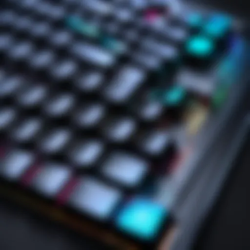 Close-up view of the Alpha Elite Keyboard showcasing its mechanical keys and customizable RGB lighting.