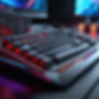 Alpha Elite Keyboard in a gaming setup, highlighting its performance in action during an intense gaming session.