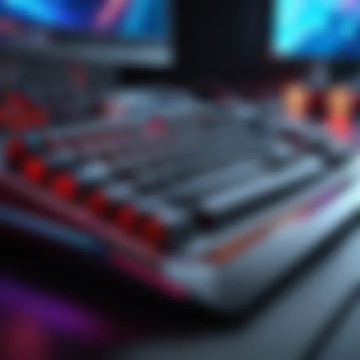 Alpha Elite Keyboard in a gaming setup, highlighting its performance in action during an intense gaming session.