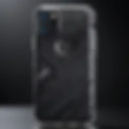 Close-up view of an anti peek phone case showcasing its unique design and texture.