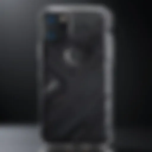 Close-up view of an anti peek phone case showcasing its unique design and texture.