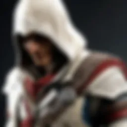 Detailed action figure of an Assassin's Creed character showcasing intricate design elements.