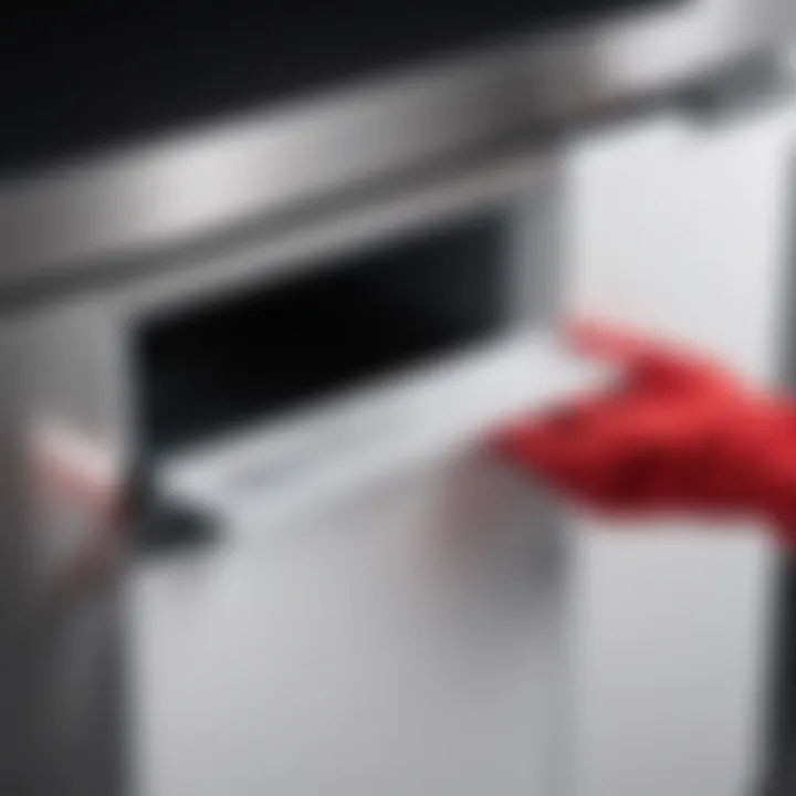 Illustration depicting the installation process of an Atwood refrigerator vent cover.