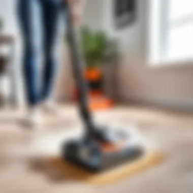B&D Dust Buster in Home Cleaning Action B&D Dust Buster in action during home cleaning