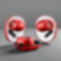 Detailed view of Beats Studio Buds with protective skin showcasing design