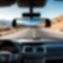 Detailed view of a behind mirror dash cam showcasing its features.