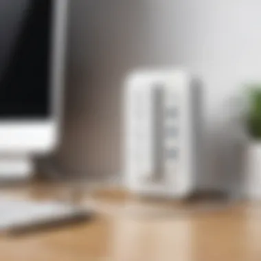 Belkin Surge Protector in a Home Office Environment Usage scenario of the Belkin Single Outlet Surge Protector in a home office setup.