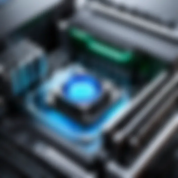 Close-up of liquid cooling components highlighting compatibility features
