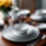Elegant Better Homes & Gardens dinnerware set displayed on a dining table