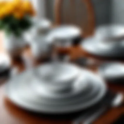Elegant Better Homes & Gardens dinnerware set displayed on a dining table