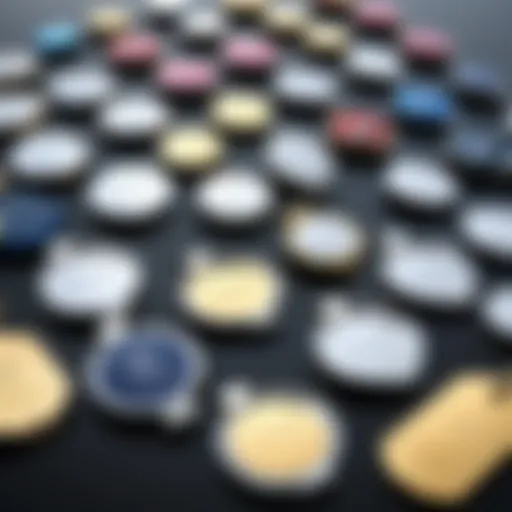 Elegant collection of bling ID badge holders displayed on a stylish surface