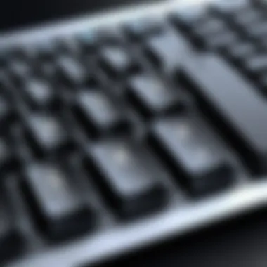 Close-up view of key features on a Bluetooth keyboard for Mac