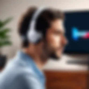 Illustration of bone conduction headphones in use during a TV show