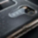 Close-up of a textured phone case enhancing grip.