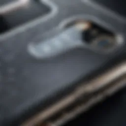 Close-up of a textured phone case enhancing grip.