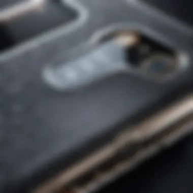 Close-up of a textured phone case enhancing grip.