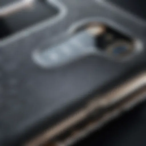 Close-up of a textured phone case enhancing grip.