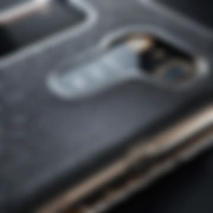 Close-up of a textured phone case enhancing grip.
