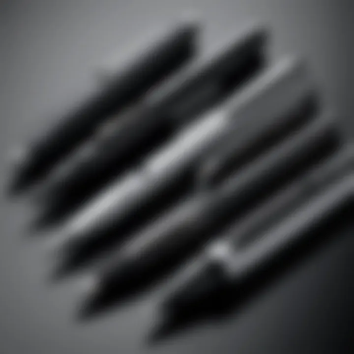 Close-up of various stylus pens compatible with Motorola