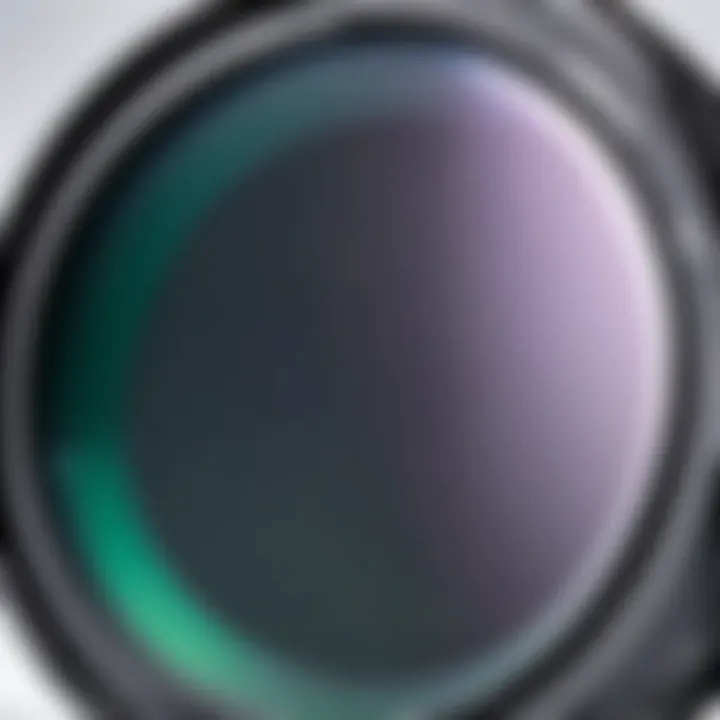 Close-up of a Cokin circular polarizer filter mounted on a camera lens.