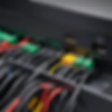 Close-up of component cables connected to an original Xbox console