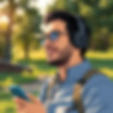 User enjoying the Plantronics BackBeat Pro 5100 in an outdoor setting