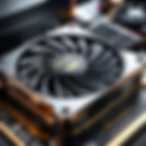 High-performance gaming graphics card showcasing advanced cooling technology