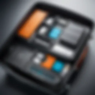 Optimized Compartments for Smart Organization Illustration of various Delsey luggage compartments emphasizing organization.