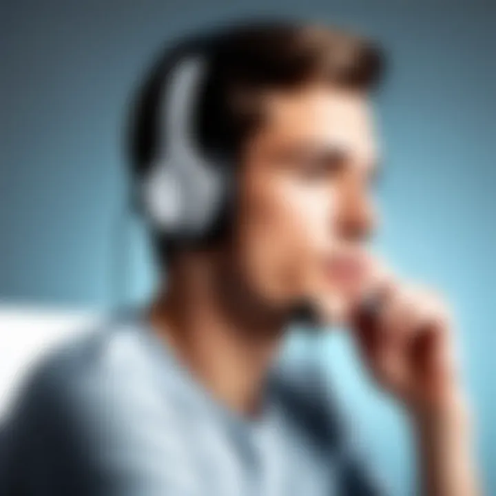 User engaging in a video call using a USB headset with mute functionality