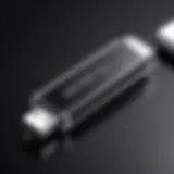 Detailed view of a USB C stick with specifications highlighted
