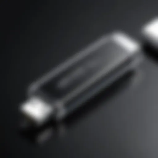 Detailed view of a USB C stick with specifications highlighted
