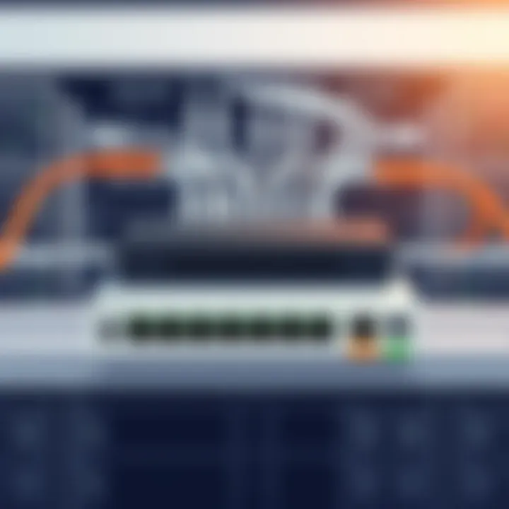 Network infrastructure layout featuring a PoE gigabit switch