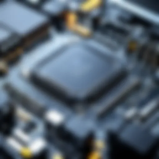 Detailed view of computer motherboard