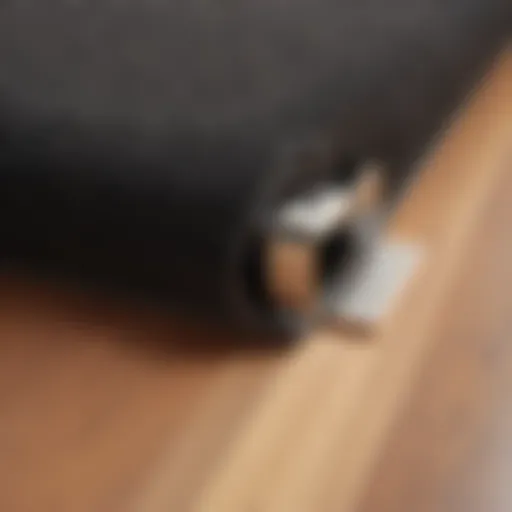 Cord covers seamlessly integrated with carpet flooring.