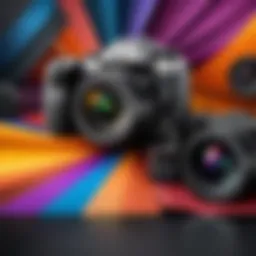 Various photography backdrop options showcasing colors and textures