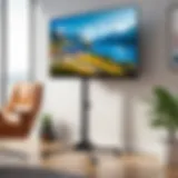 Portable TV mount stand showcasing adjustable height and angle features
