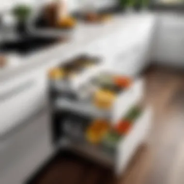 Elegant Design of Slide Out Storage Towers Modern slide out storage tower in a contemporary kitchen