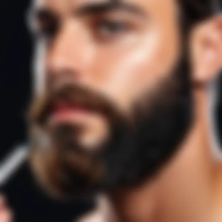 Applying beard filler pencil on a well-groomed beard