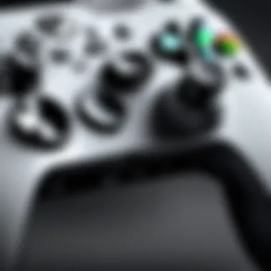 Close-up view of an Xbox Series X controller with grip attachments