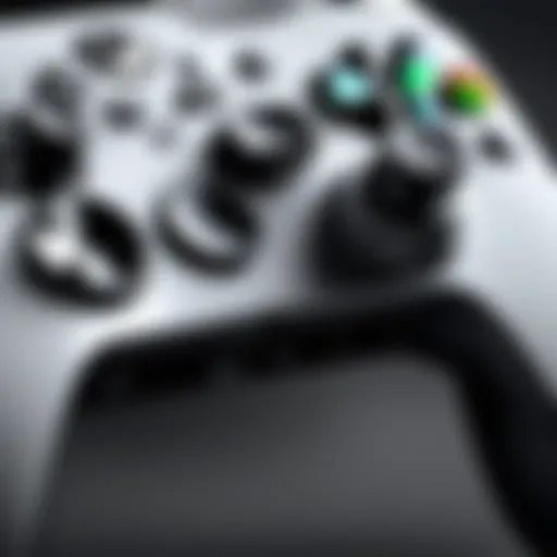 Close-up view of an Xbox Series X controller with grip attachments