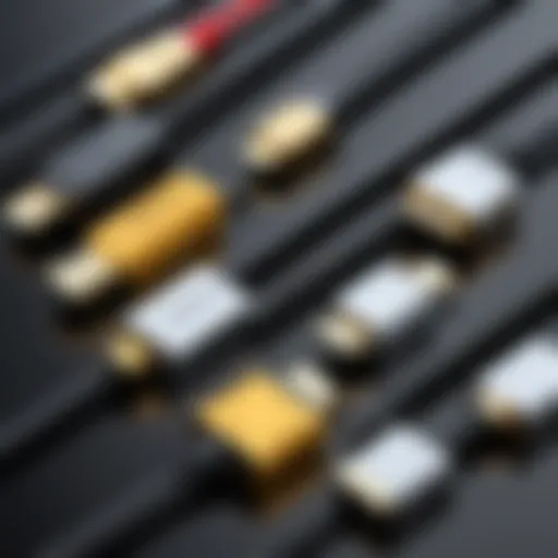 Different types of HDMI connectors and cables.