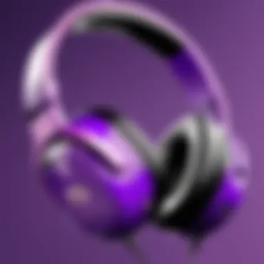 Close-up view of purple Skullcandy headphones highlighting design elements