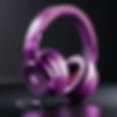 Purple Skullcandy headphones showcased in a dynamic audio environment