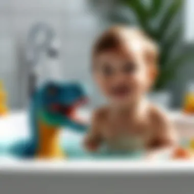 Imaginative Play with Dinosaur Bath Toys Child enjoying bath time with dinosaur-themed toys
