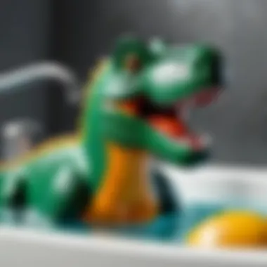 Durability and Safety in Dinosaur Bath Toys Close-up of safe, durable materials used in dinosaur bath toys