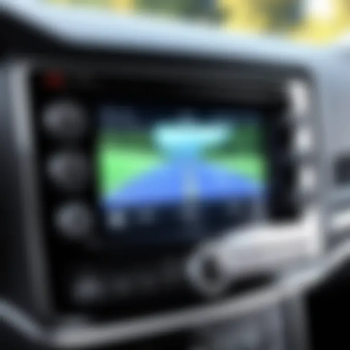An illustration of a backup camera integrated with a double din deck