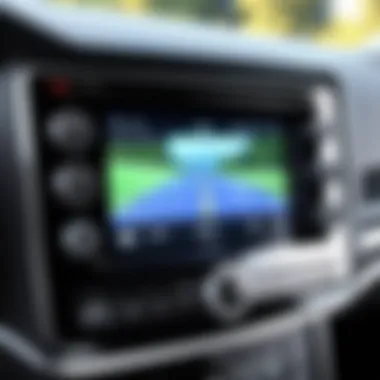 Integration of Backup Camera with Double Din Deck An illustration of a backup camera integrated with a double din deck